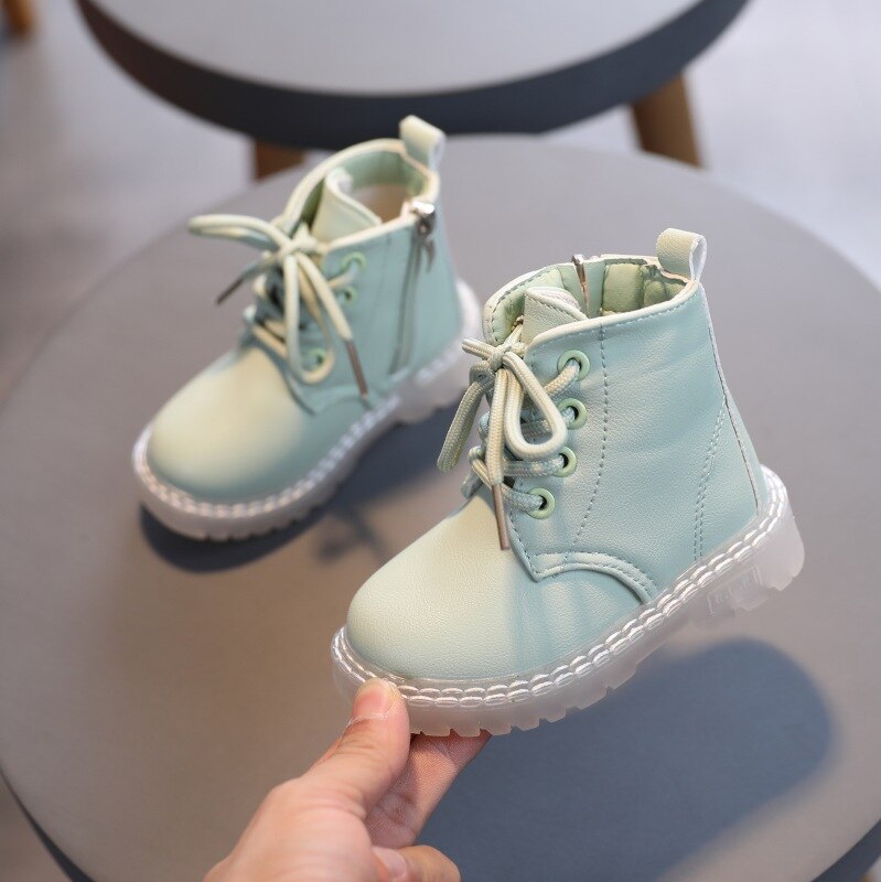 Bottes martin pour enfants, bottes courtes en cuir pu pour garçons et filles, bottes courtes à semelle souple, automne-hiver