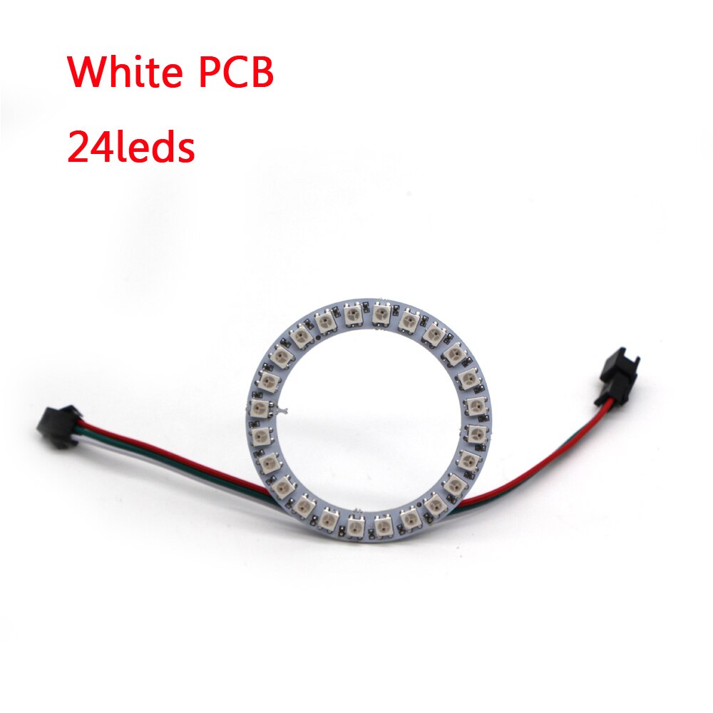 WS2812B ic Built-in RGB pixel Ring 8/16/24/35/45 Bits leds Module Individually Addressable 5050 RGB Full Color Round LED Circle: White PCB 24leds