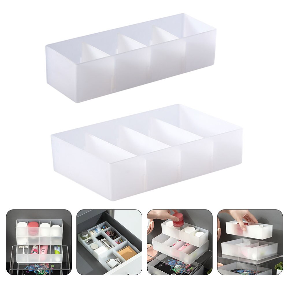 2pcs Home Office Storage Box Sundries Compartment Multi-purpose Storage Case