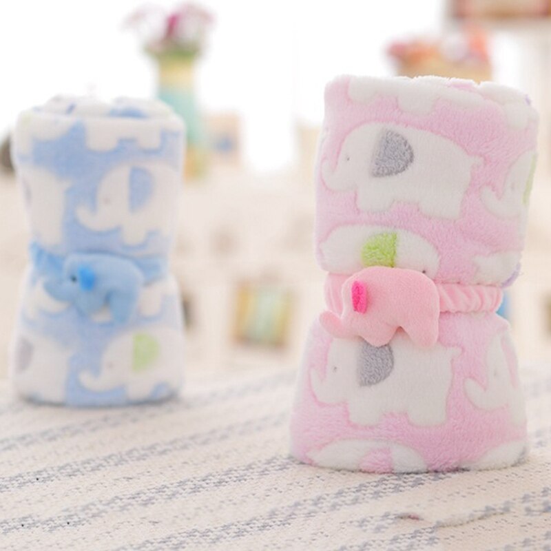 Leuke Olifant Cartoon Baby Deken Pasgeboren Olifant Airconditioning Quilt Coral Fluwelen Kussen Dekbed Dual-Use Baby Producten