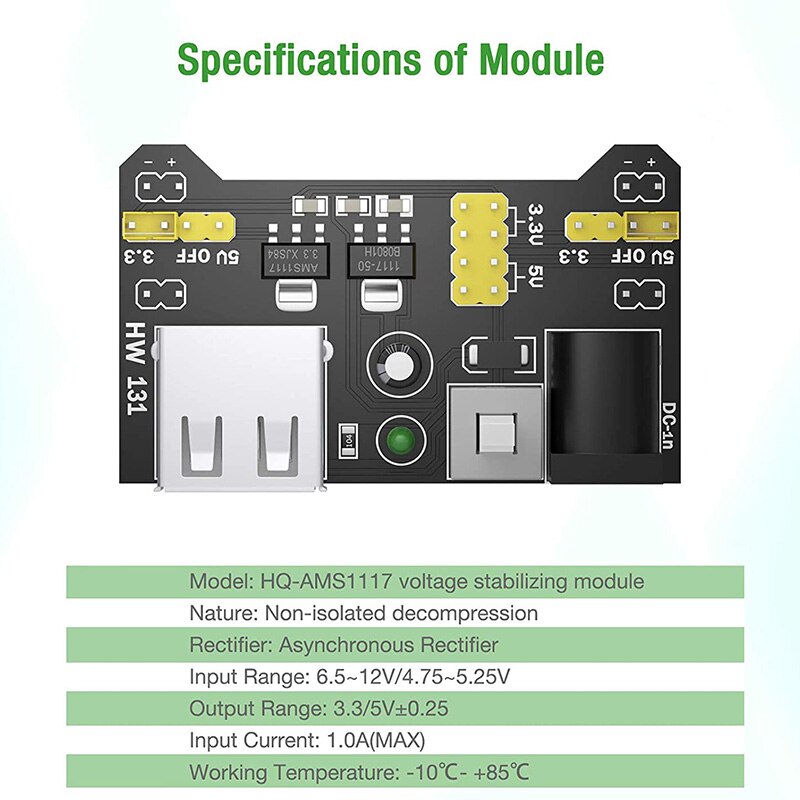 Module d'alimentation abaisseur, 6 pièces, AMS1117-3.3 DC-DC, AMS1117-3.3V V, 5.0 ma