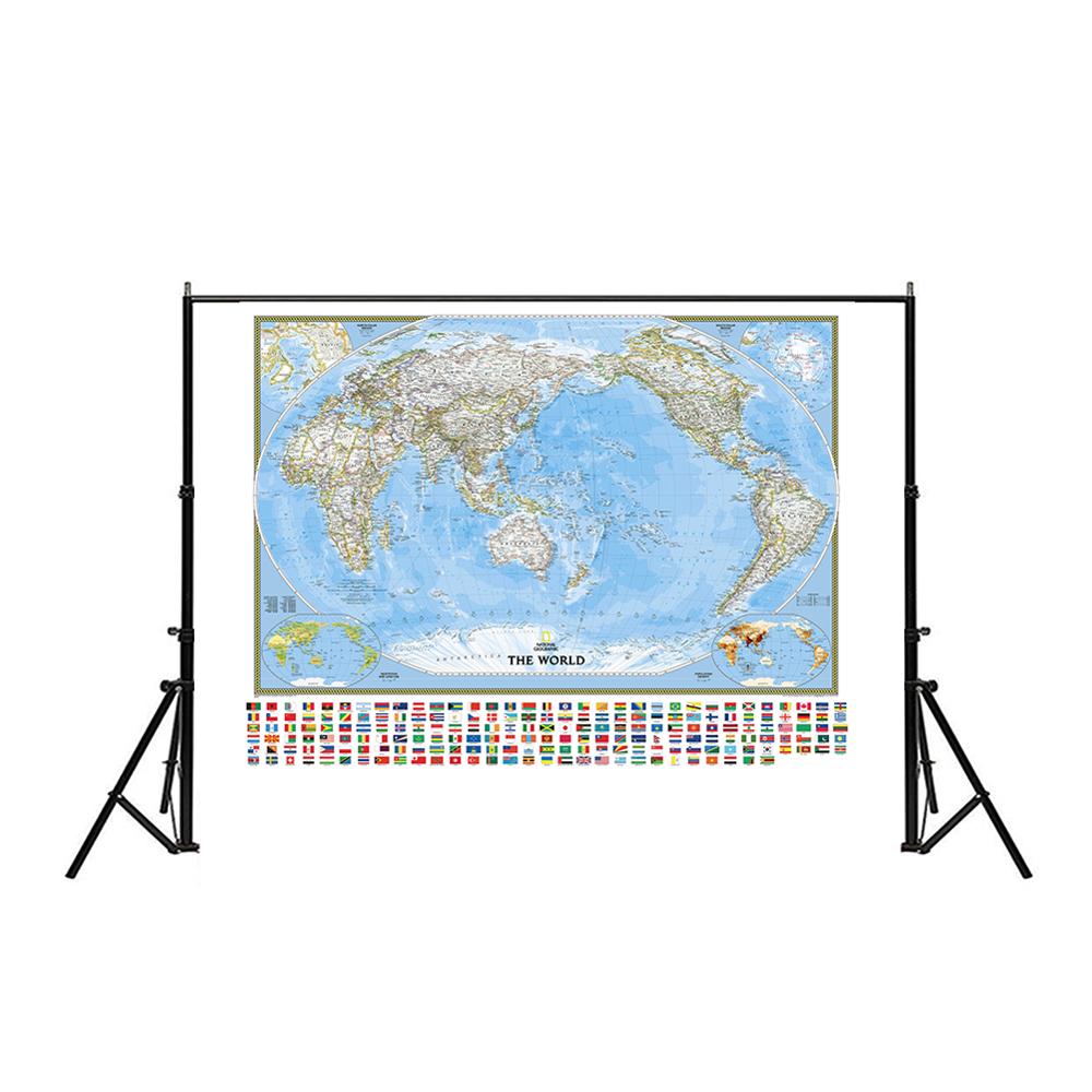 Non-woven Waterproof World Map 150x225cm The World Physical Map With Vegetation Cover Rate And Population Density For Education