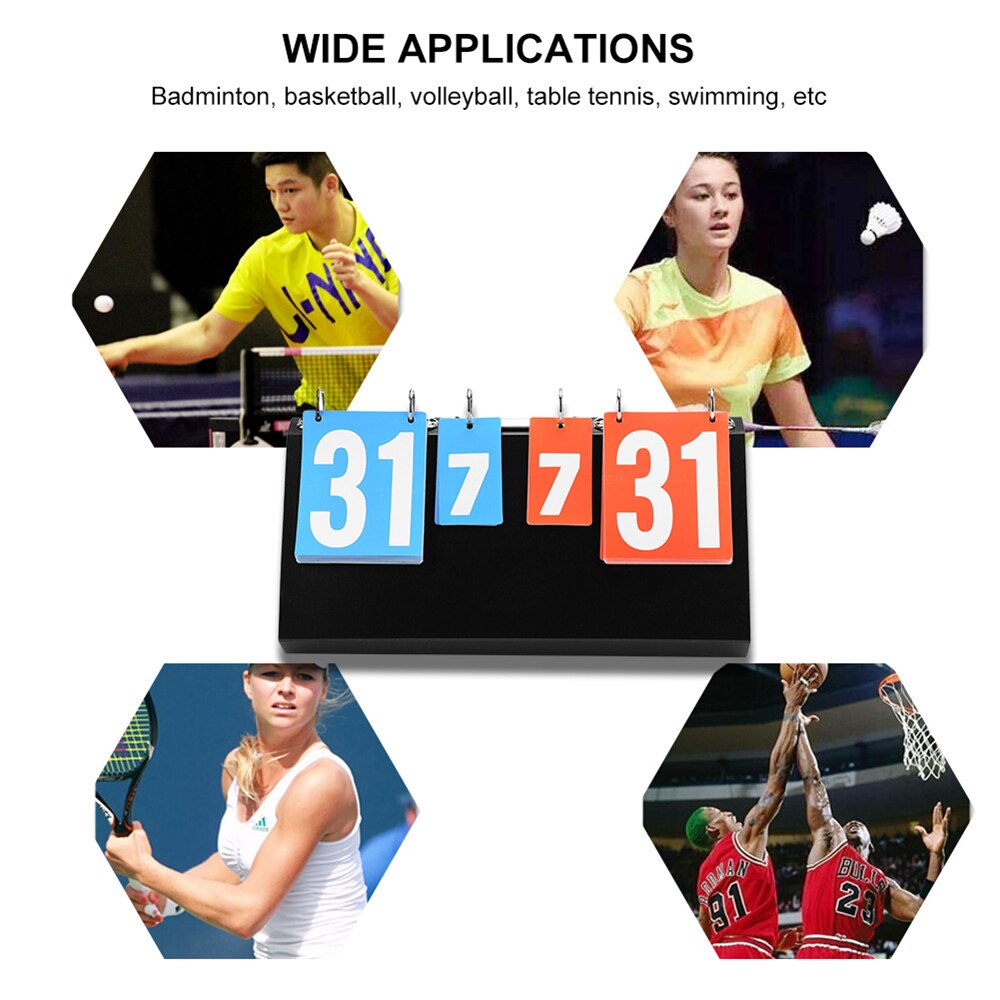 Sport Scorebord, Desktop Draagbare Flip 4-Digit Scorebord Sport Basketbal Volleybal Tennis Tafeltennis Hockey Scorebord