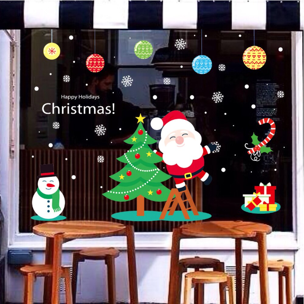 Non-adhesive static glass stickers, Christmas themed restaurant, clothing, shop glass, room living room glass window stickers: E47
