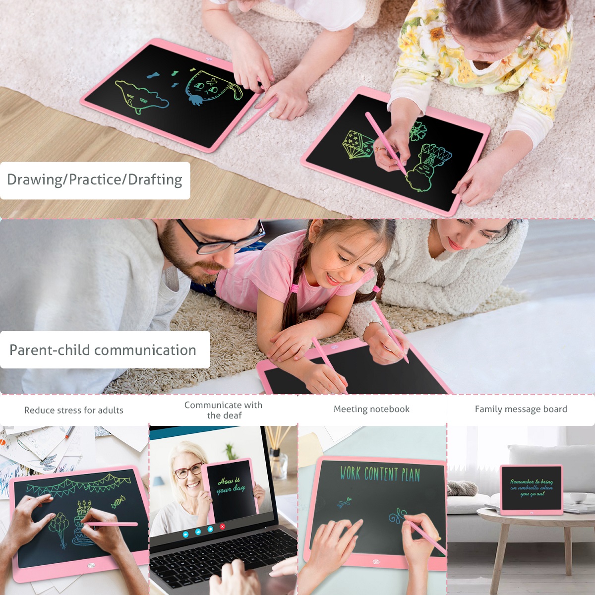 15inch Smart Writing Board Drawing Tablet LCD Screen Writing Tablet Digital Graphic Tablets Electronic Handwriting Pad with Pen