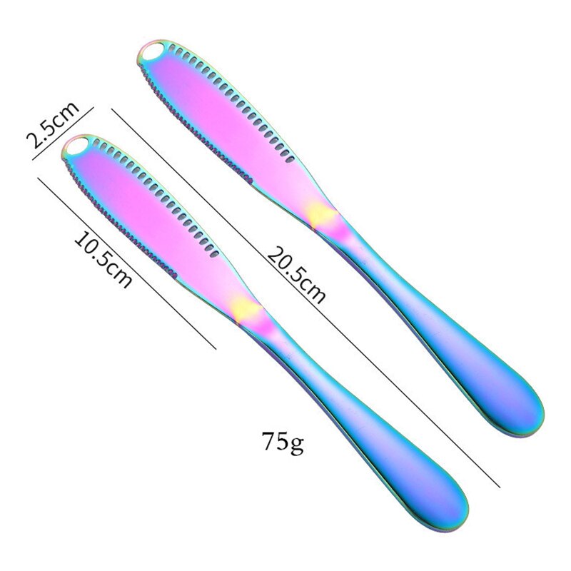 Couteau à beurre en acier inoxydable 3 en 1, bigoudi, Gadgets de cuisine, ensemble de 2 en or: Rainbow