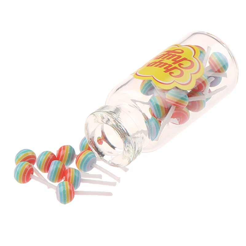 1/12 Dollhouse Miniature Food Dessert Sugar Lollipops With Case Holder Candy Simulaiton Kitchen Toys