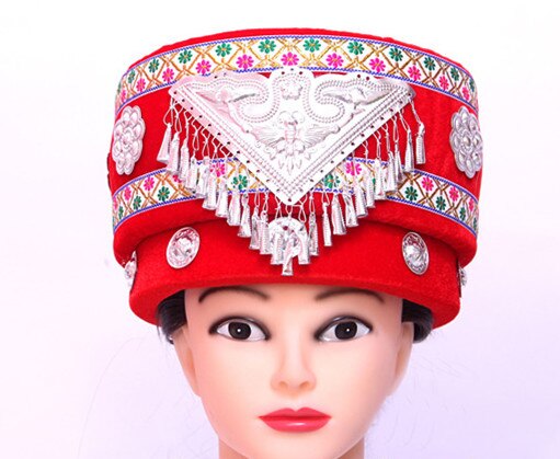 Kinesisk minoritetshat miao kasket kinesisk nationalhat vintage kasket til kvinder kinesisk nationaldanserhat dansehætte
