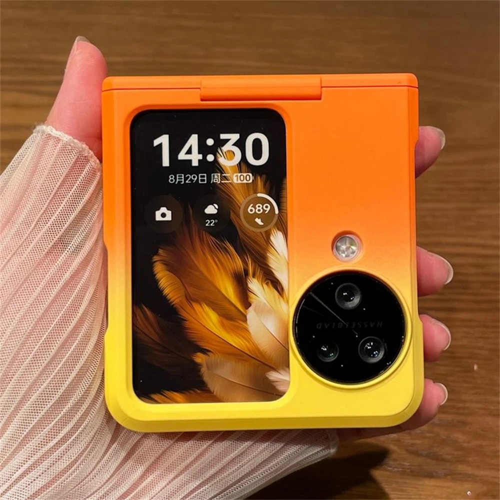 Opvouwbare hoes met kleurverloop en scharnierbescherming Telefoonhoesje voor OPPO Find N2 N3 Flip Cover Schokbestendig omhulsel: ABS / Blauw