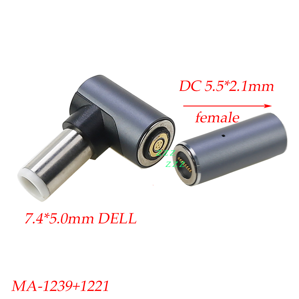 1set 8P Magnetic Fast Charging adapter 100W DC 5.5x2.1mm Female to 8Pin Round Connector to DC Plug Laptop Power Supply Charger: Yellow