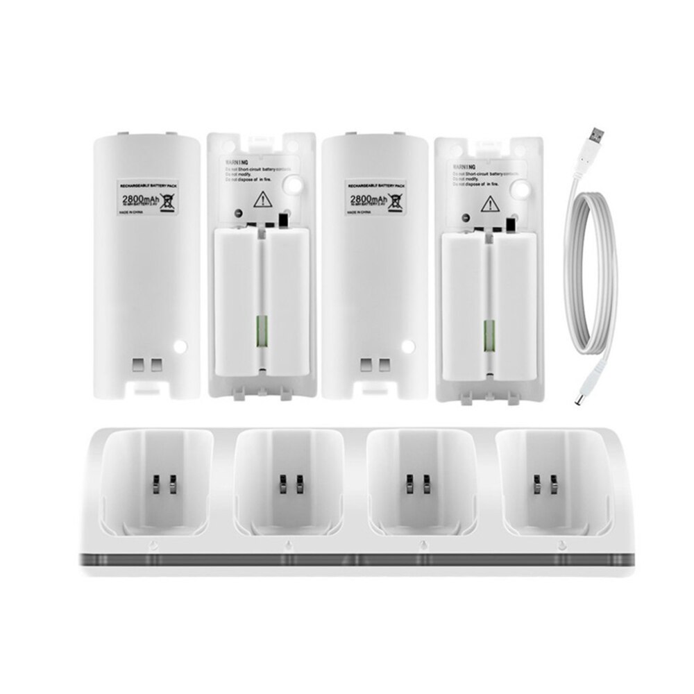 Voor Nintendo Wii Remote Controller Dual Charging Dock Station Met 4 Stuks Gamepad Batterij