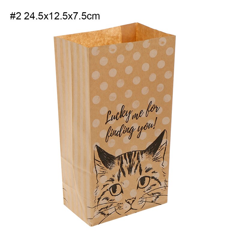 10 stuks verpakking bruiloft thuis feest verjaardag verpakking kattenpatroon kraft papieren zak snoep koekjes kraft papieren zakken: P2