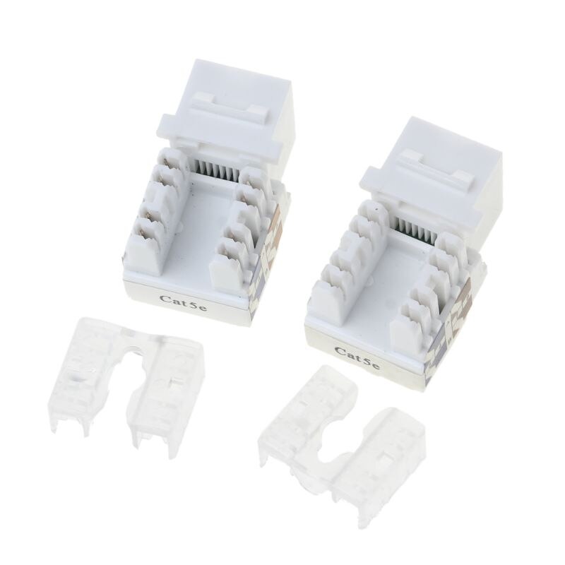 2Pcs CAT5e Network Module Information Socket RJ45 Ethernet Cables Module Plug Network Connector Adapter Cat5e Gold Plated Keysto
