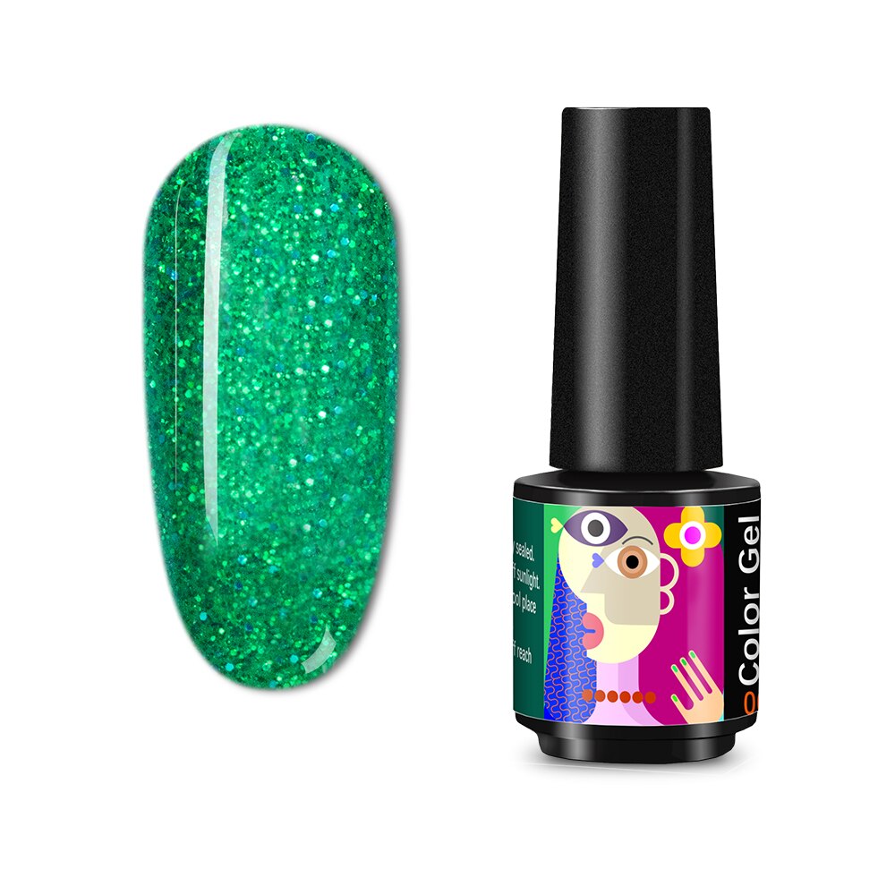 Bluedee Gel Nagellak Glitter Set Shiny 6 Kleuren Vernis Semi Permanente Vernis Hybird Nagellak Uv Acrygel Voor Nail Art: Shinny Green 1pc