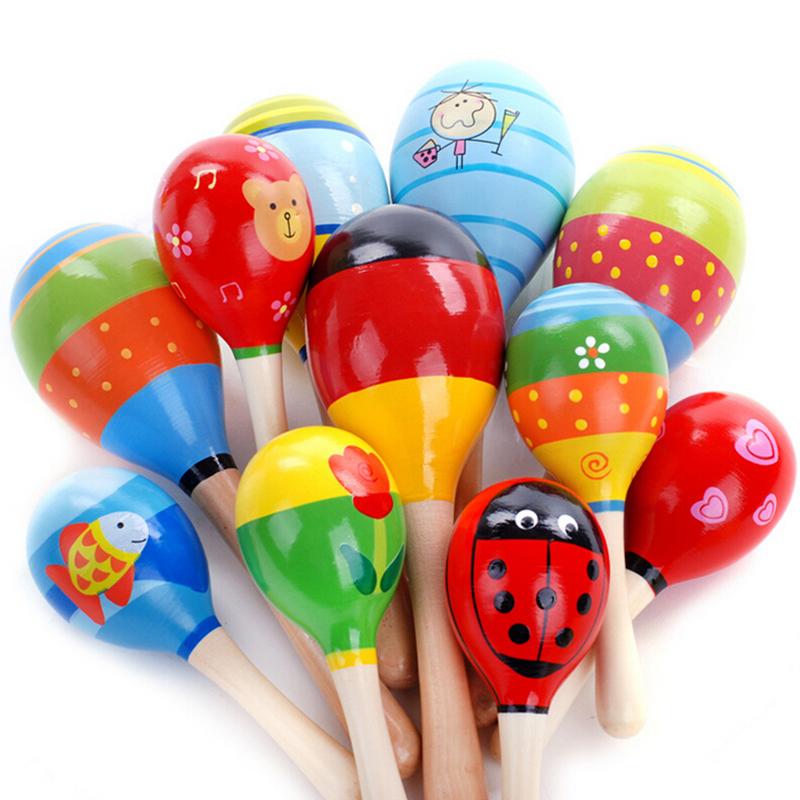 Baby Houten Maraca Hand Rammelaars Kids Musical Party Favor Kindbaby Shaker Percussie Muziekinstrument Speelgoed