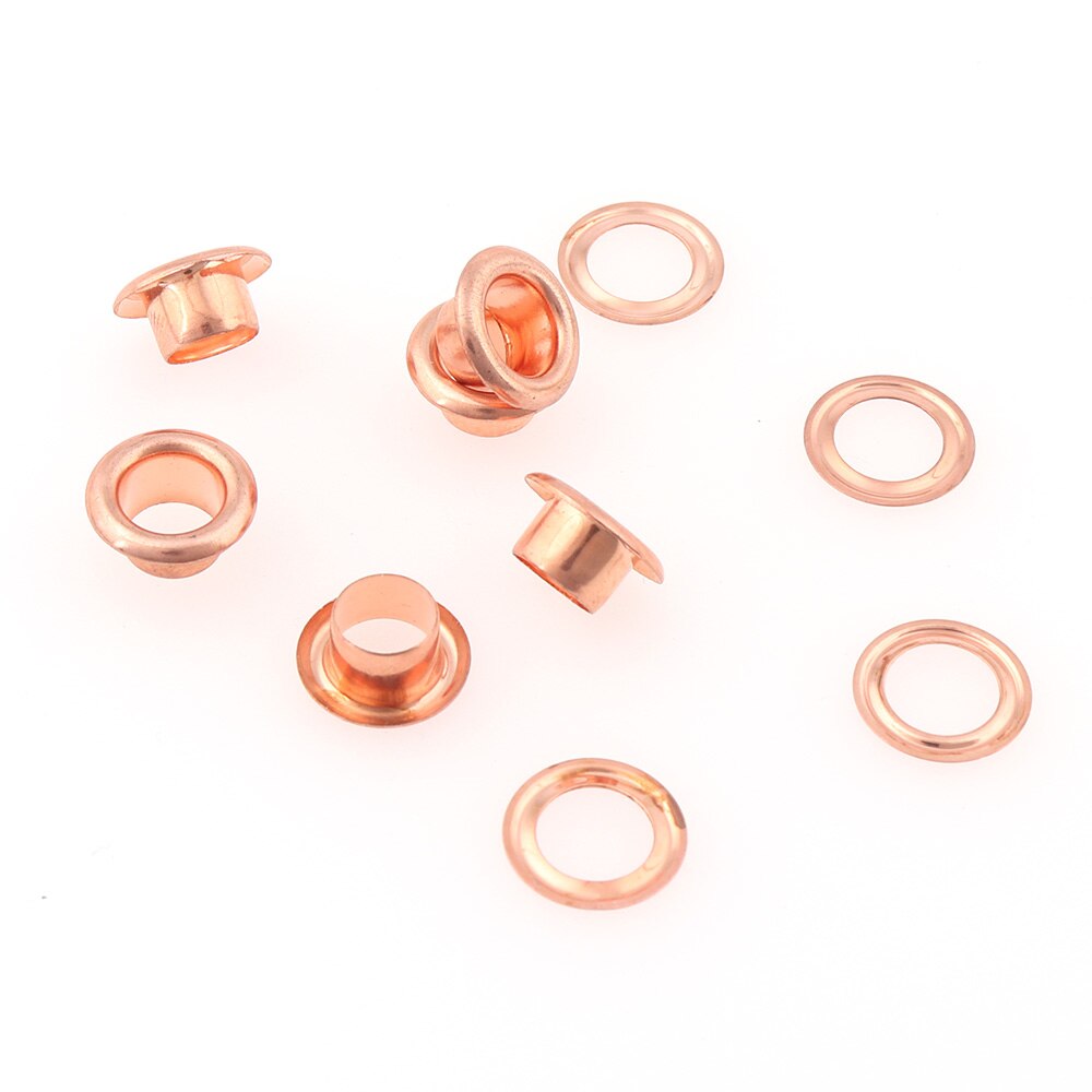 Œillets de vêtement en cuivre Rose or avec œillets, embellissement métallique pour chaussures, cadre en cuir, rideau de couture, bricolage, 6mm