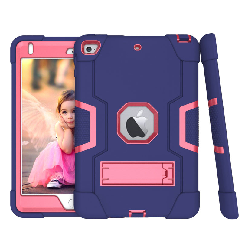 Armor Case Voor Ipad 4 3 2 9.7 Heavy Duty Silicone Tpu + Pc Hard Stand Shock Proof + screen Protector IP71: Paars
