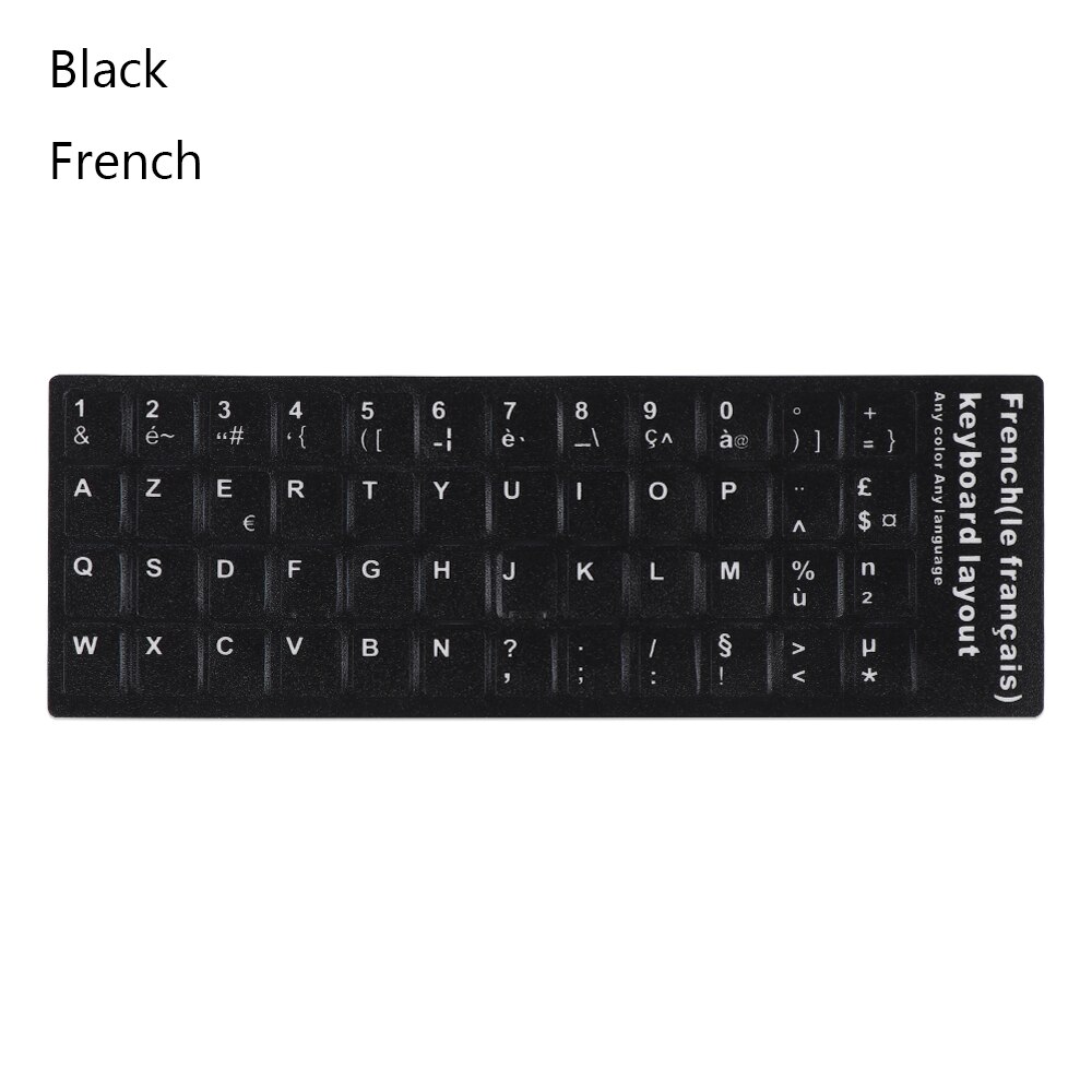 Halksäkra slitstarka ryska bokstäver tangentbord klistermärken för laptop vattentäta tangentbord klistermärken engelska alfabetet layout arabiska: B-franska