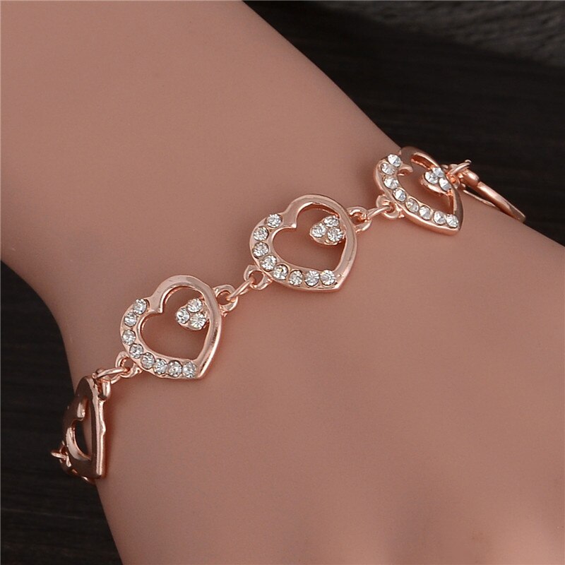 SHUANGR 1pc Rose Goud Kleur Wit Kristallen Vonken Hollow Chain Link Bangle Armband 7 ontwerpen TH358-TH364: H358