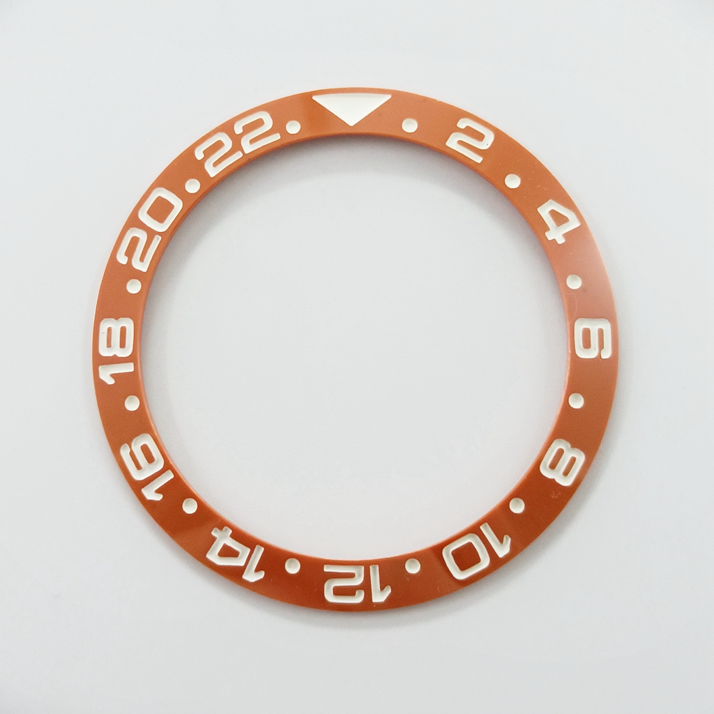 38mm Keramik Lünette Schwarz Orange Gelb Schräge Taucheruhr Einsatz Uhr Ersetzen Zifferblatt Uhr Lünette Einsätze Ring: Schwarz
