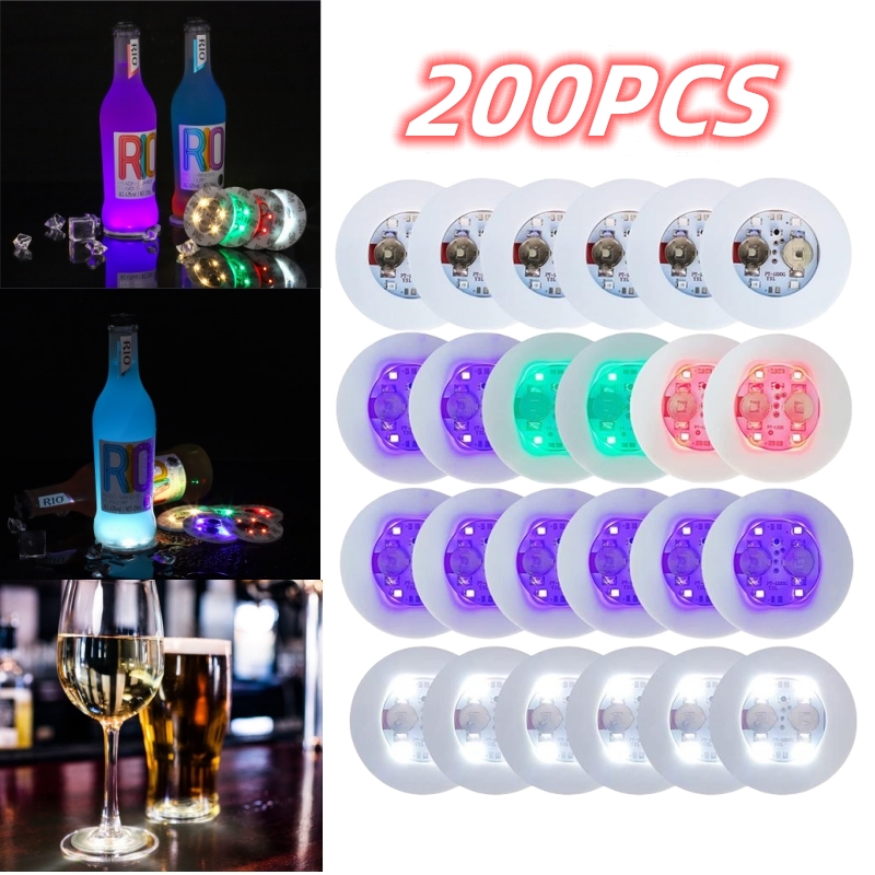 Luces LED para posavasos, pegatinas coloridas y brillantes para botellas de vino, iluminación para Bar, de boda, botella de vino brillante, 1-200 Uds.