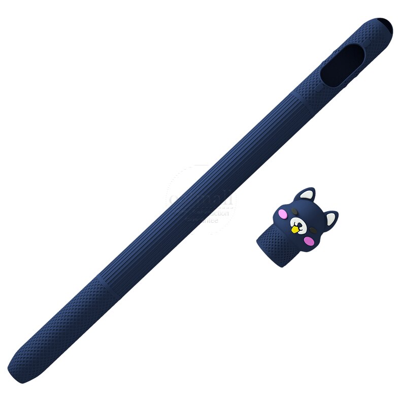 Soft Silicone For Apple Pencil 1 Case Cute For iPad Pencil Tip Cover Holder Tablet Touch Pen Stylus Full Protective Pouch Bags: Doll Deep Blue