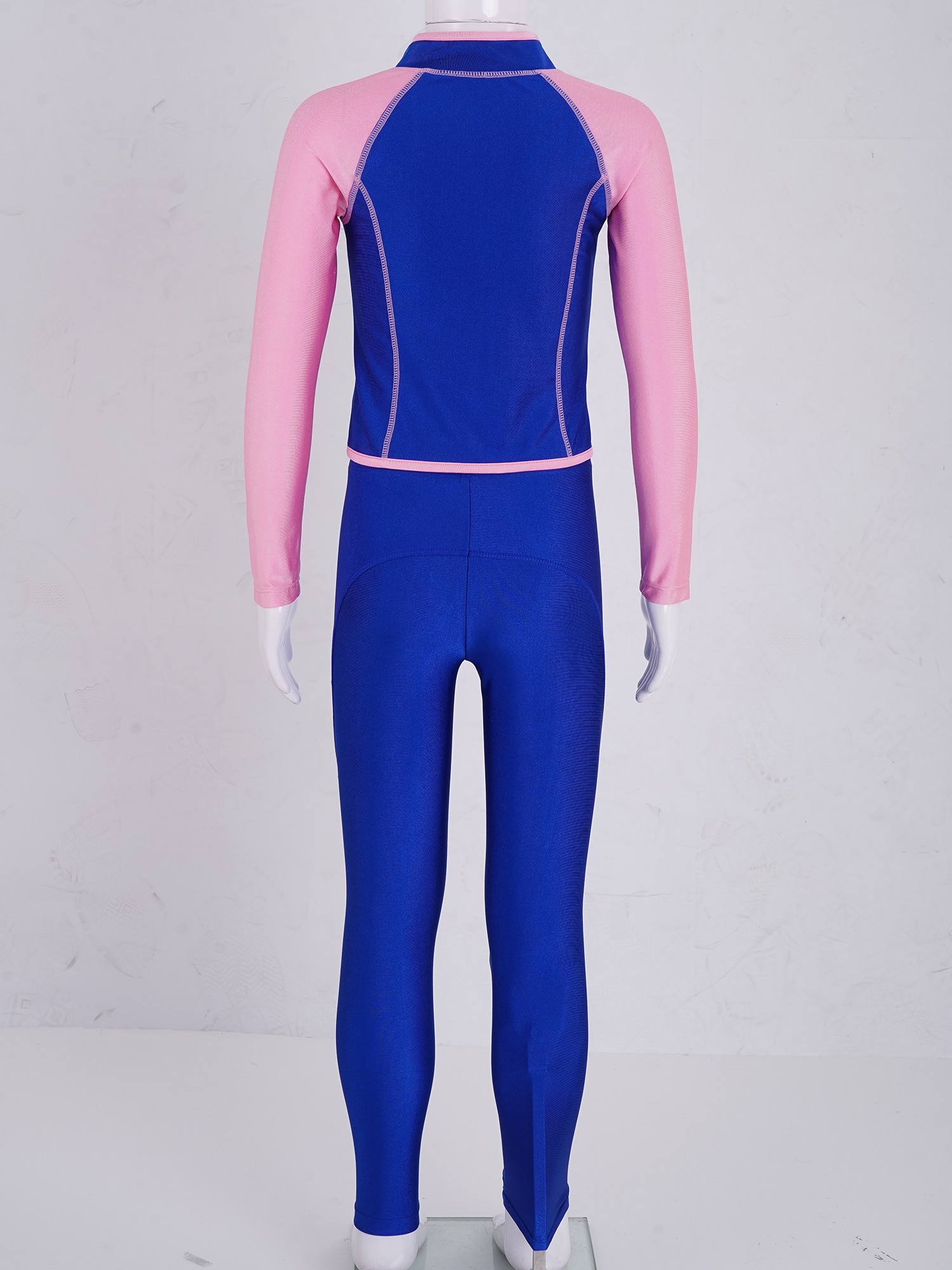 Toddler Girls Swimsuit Two-Piece Swimming Diving Bathing Suits Swimwear Long Sleeves Front Zipper Tops and Pants Set Rash Guards