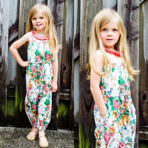 Leuke Kind Kleding Bloemen Peuter Kids Meisjes Riem Overalls Jarretel Jumpsuit Zomer Outfit Mode Kleding