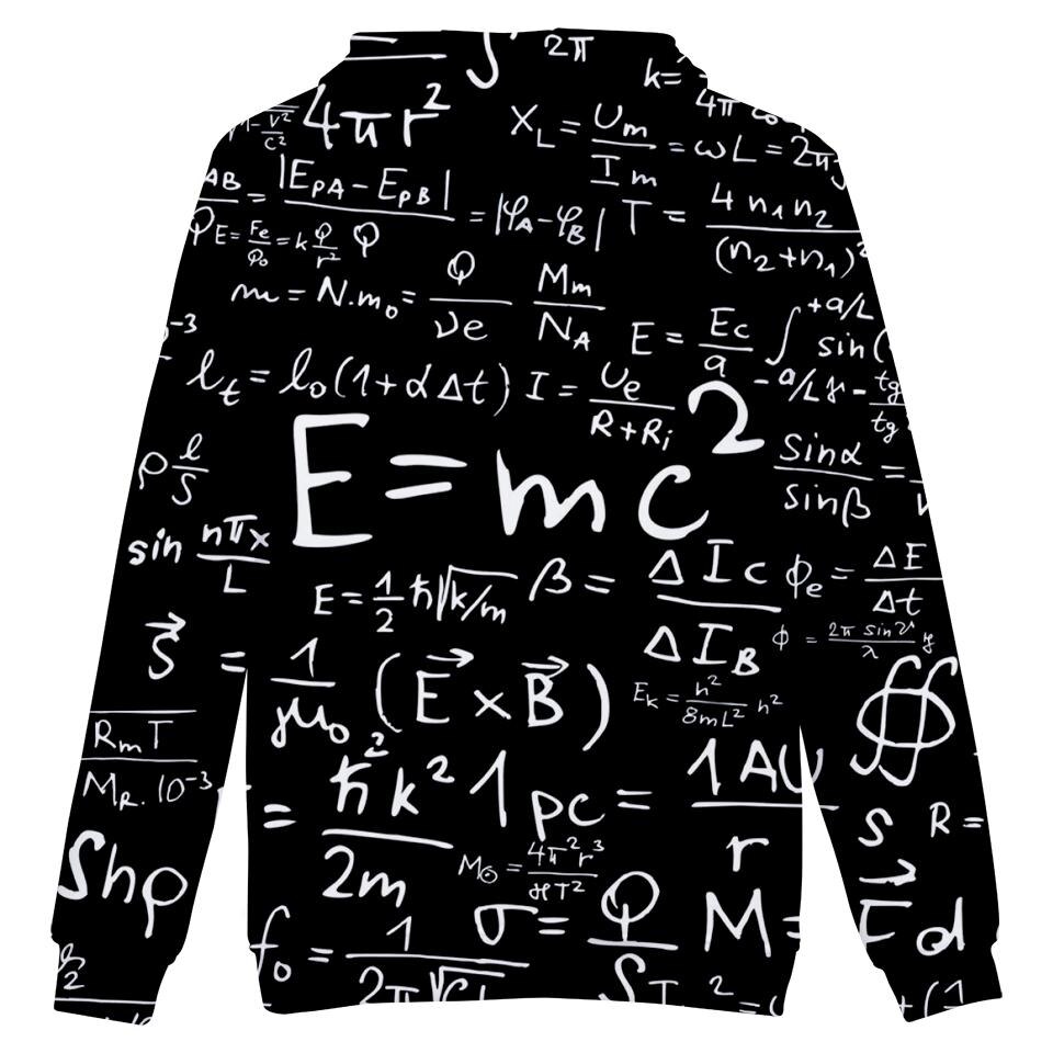 Aikooki E = MC2 Fun 3D Hoodies Sweatshirts Men/Women Print Black 3D Hoodies E = MC2 Hooded Mens pullovers XXS-4XL