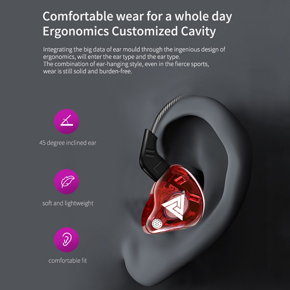 QKZ AK6-auriculares HiFi con cable, auriculares estéreo de sonidos graves, auriculares internos deportivos para correr con micrófono para teléfonos móviles y reproductor de mp3