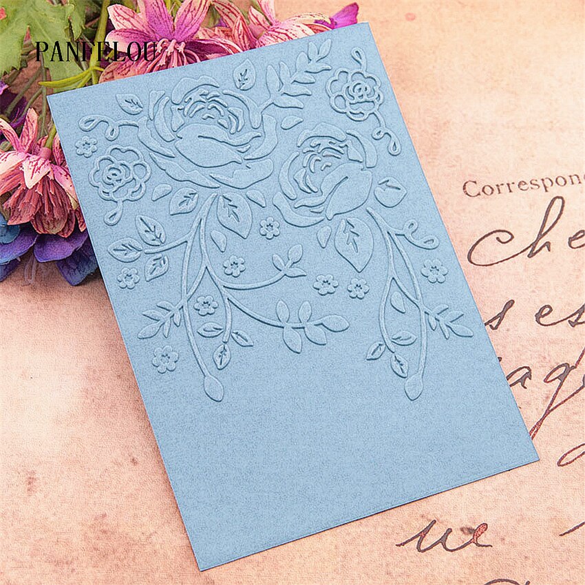 PANFELOU Rose dance Embossing folders Plastic For Scrapbooking DIY Template Fondant Cake Photo Album Card Making