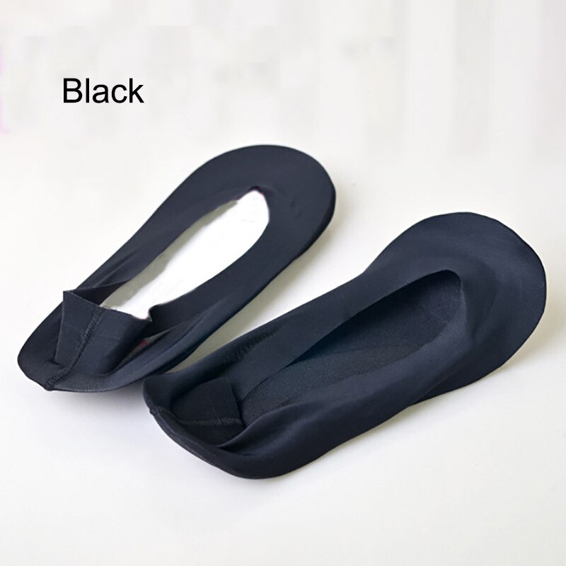 Arch Support 3D Socks Foot Massage Health Care Women Summer Autumn Female Socks Ice Silk Sock Shallow Mouth Silica Gel Invisible: Black