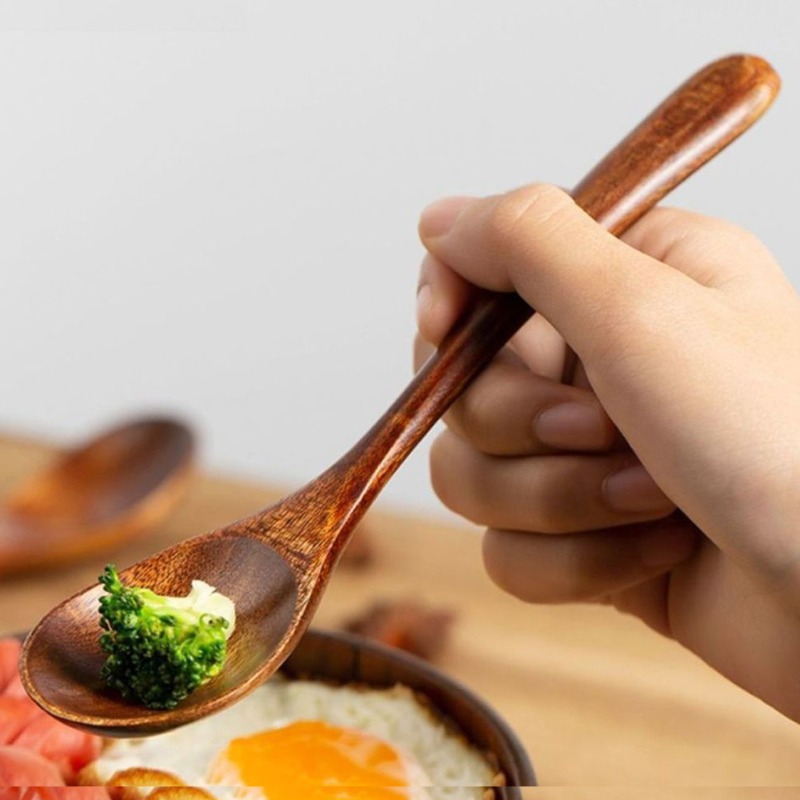 1/20PCS Keuken Houten Soeplepels Lange Steel Koffie Melk Honing Roeren Scoops Herbruikbare Theelepels Kookgerei servies