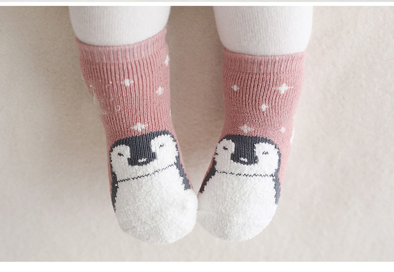 Chaussettes d'hiver pour bébés garçons/filles | Chaussettes de dessin pingouin, chaussettes en coton éponge, protège-jambes pour enfants de 0 à 4 ans