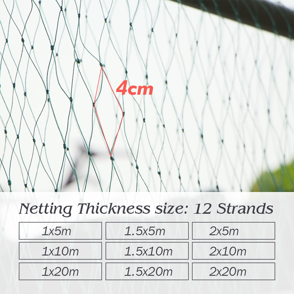 4x4cm Mesh Garden Nylon Anti Bird Netting 12 Strands Green Woven Mesh Outdoors Plant Pest Barrier for Prevent Deer Squirrel Fenc