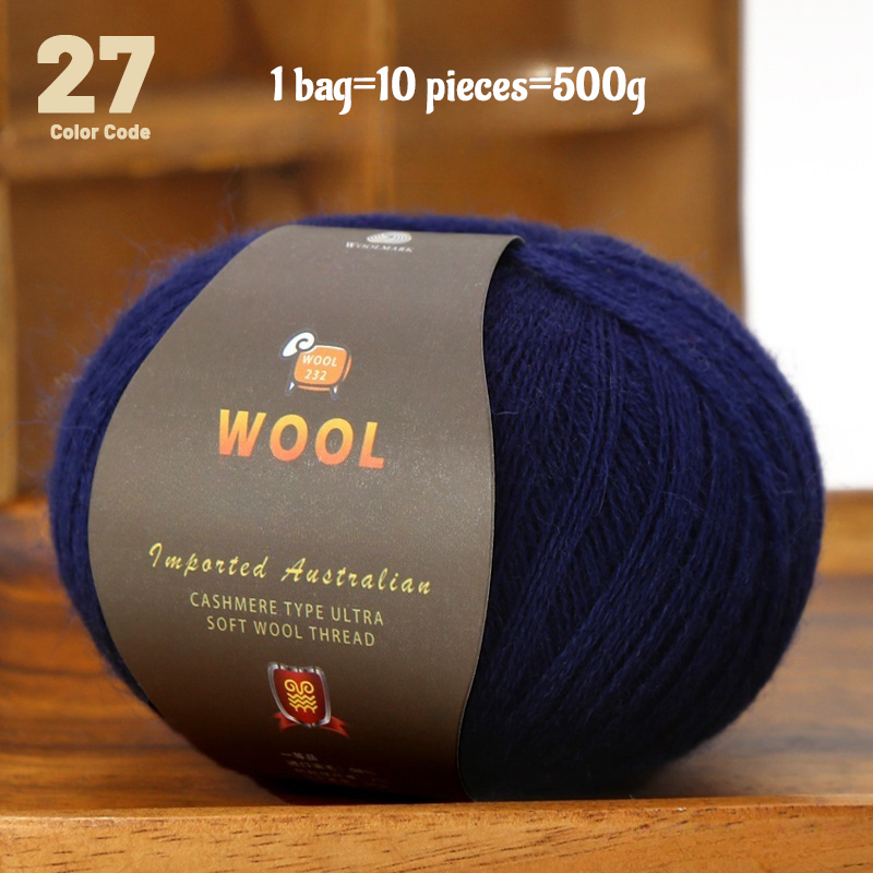 En stor pakke med  of 500g stk. kashmirgarn af fint uld, der bruges til håndlavet gør-det-selv-strikkegarn, til fremstilling af varme herre- og dametrøjer, tørklæder, huer, knæbeskyttere, handsker, bukser, tæpper, hobbyartikler og andre garnnøgler. , 1 poser = 10 stk. = 500g: Lyserød