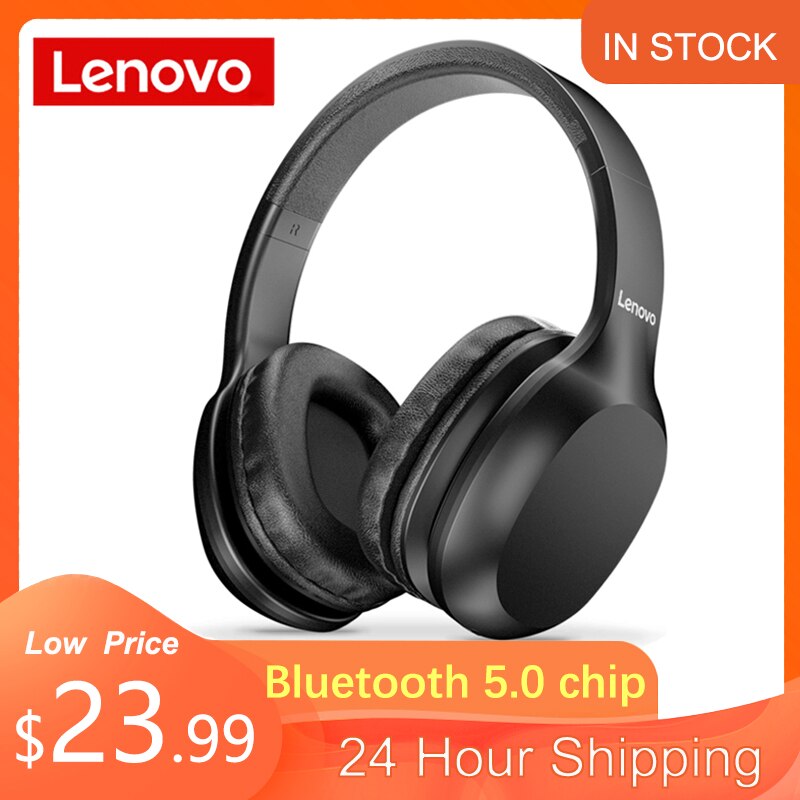 Lenovo Draadloze Hoofdtelefoon Bluetooth 5.0 Multi-Modus Stereo Headset Met Microfoon 300Mah Batterij 3.5Mm Jack Voor Pc laptop Telefoon