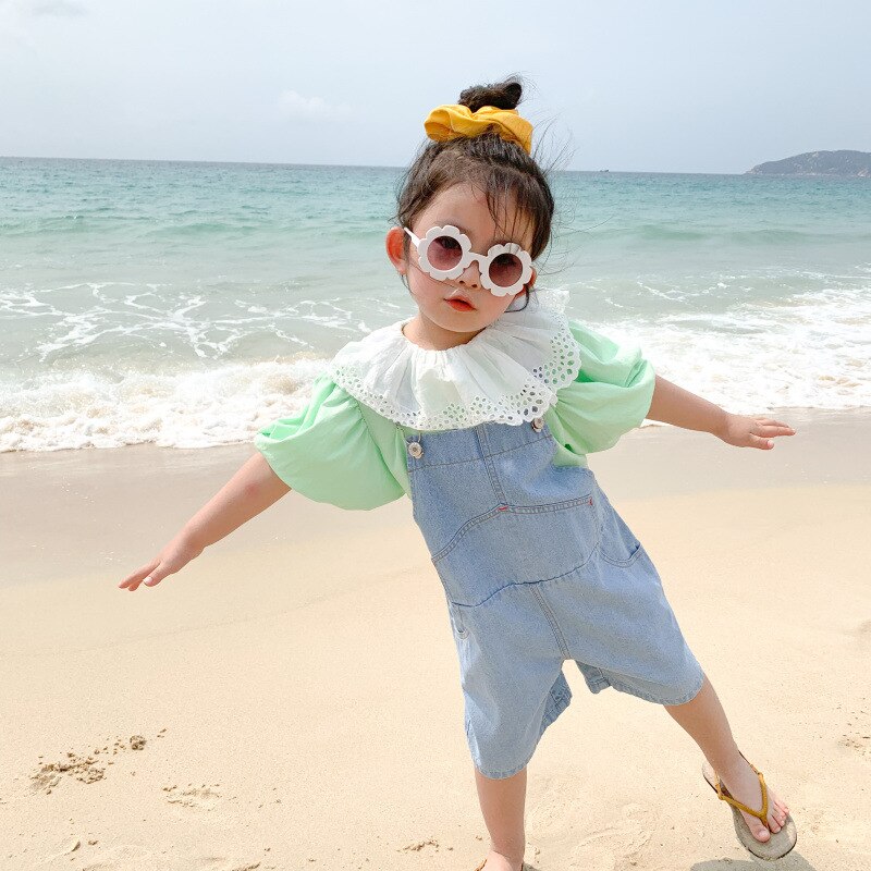 80-120cm Kids Overalls Summer Boys Girls Denim Shorts Jeans Tollder Rompers Children Clothes Bebe Jumpsuit Child Clothing