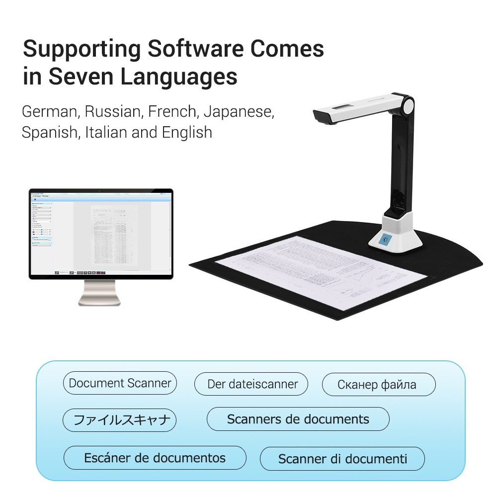 BK50 Portable 10 Mega-pixel High Definition Book Scanner Capture Size A4 Document Camera for File Recognition Scanner