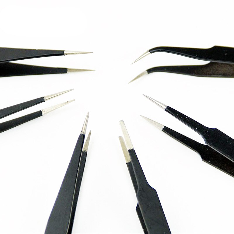 Pincettes antistatiques en acier inoxydable, 6 pièces, Kit d'outils de réparation et d'entretien de haute précision, fabrication de modèles à main