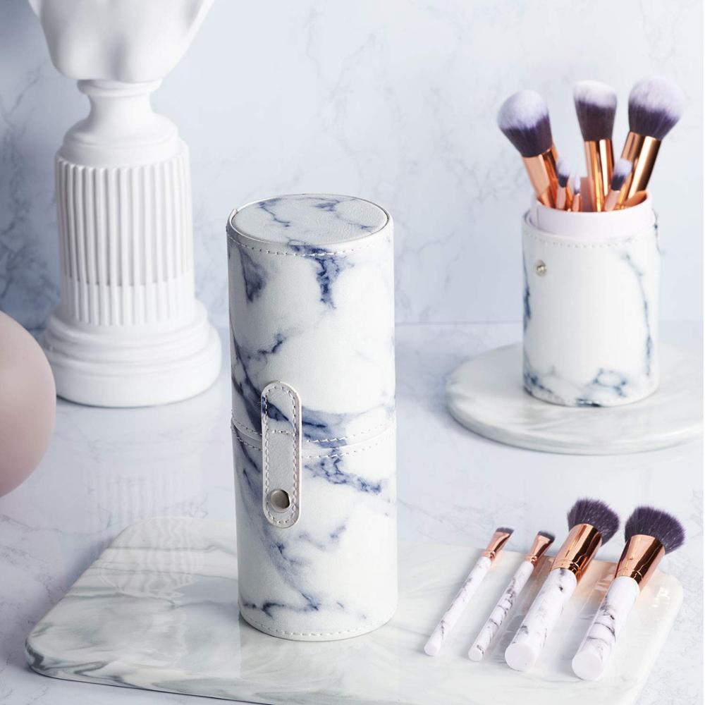 Marble Makeup Brush Set with Brush Holder Pot | Premium Synthetic Foundation Powder Makeup Brush Sets(10 Pcs)