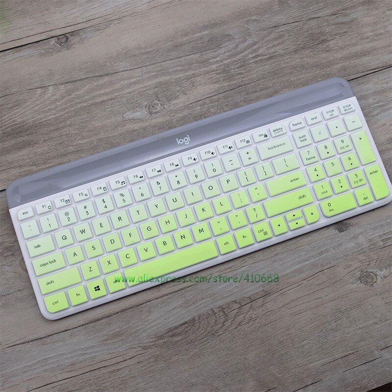 For Logitech MK470 K580 Slim Wireless Keyboard Silicone Dustproof Wireless Desktop keyboard Cover Skin Protector K580 MK 470: Gradual green