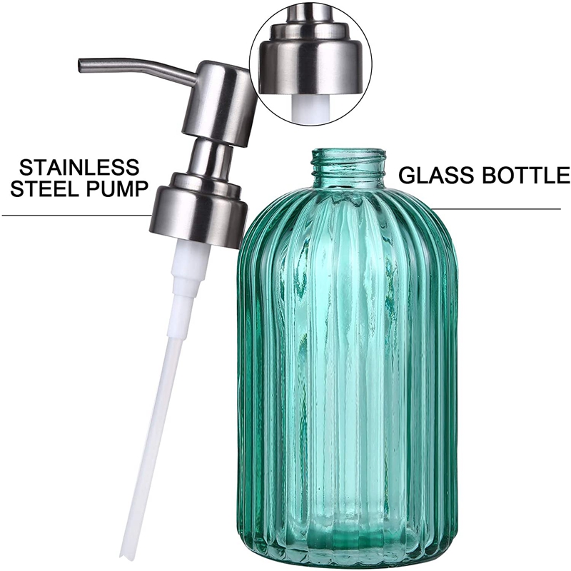 Glazen Zeepdispenser 14 Oz Handzeep Dispensers Met Roestvrij Stalen Pomp Voor Badkamer Aanrecht Keuken Accessoires