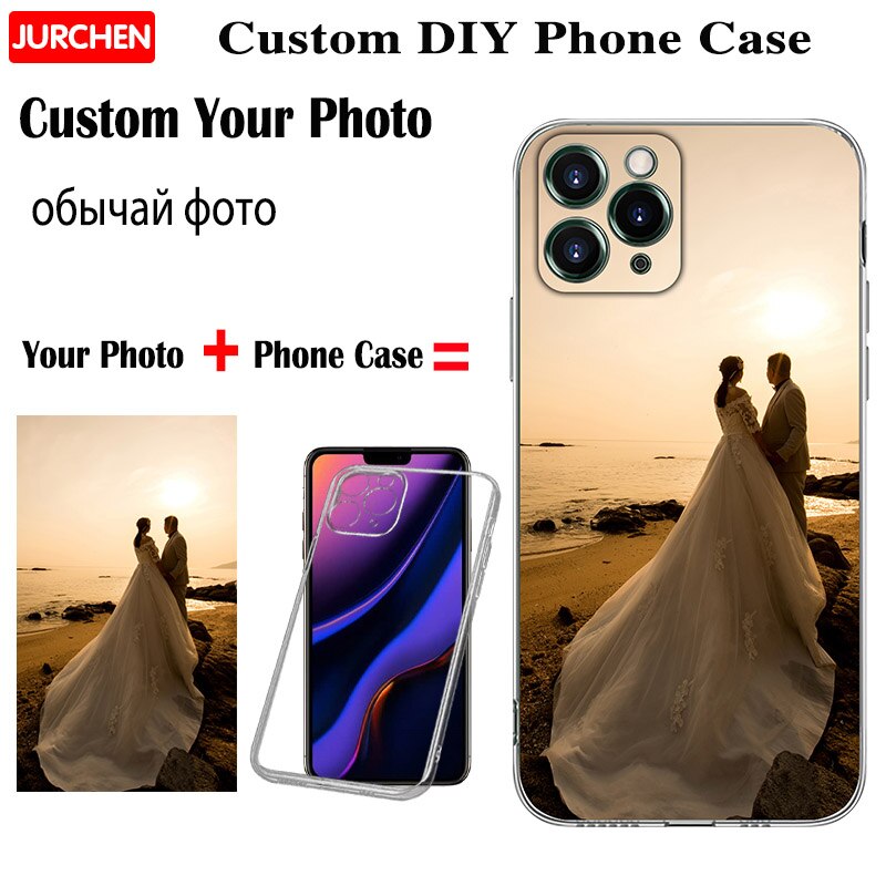JURCHEN-funda transparente ultrafina para iPhone, funda suave con foto personalizada, para iPhone 11, 12, Mini Pro, XS, Max, X, 8, 7, 6S Plus, XR