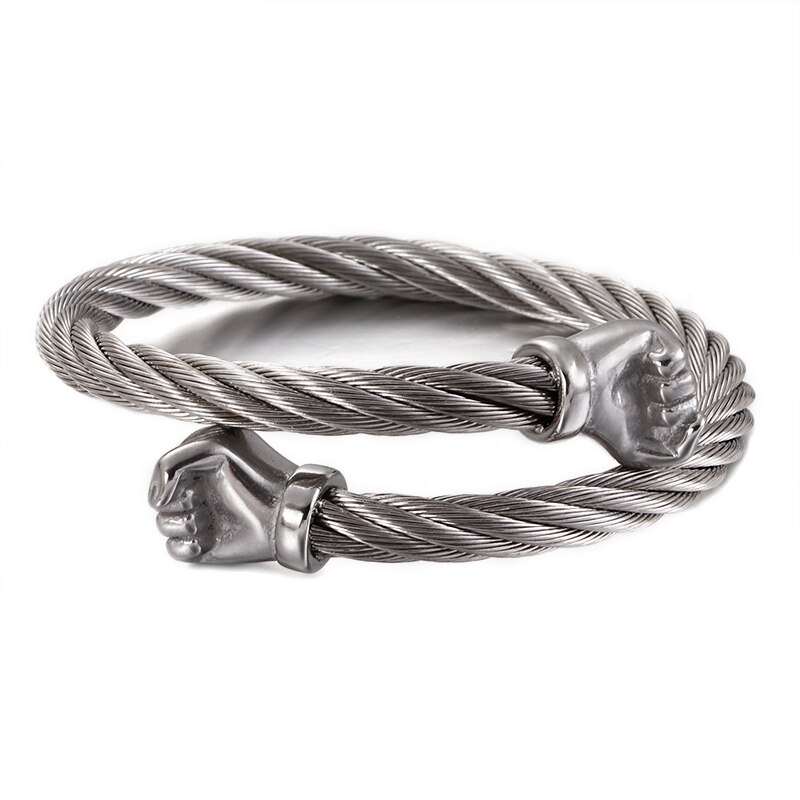 Punk rostfritt stål matt viking varg drake berlock armband man hip hop kabel tråd guld djur manschett armband män smycken: Kb121352- knytnäve
