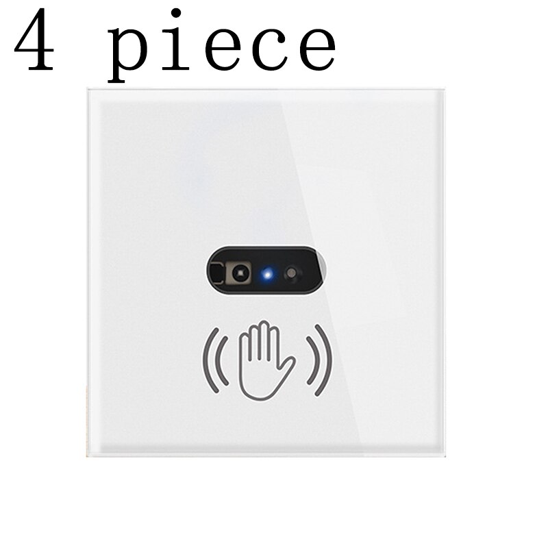 SMATRUL Wall Smart Wall Light Switch Infrared Sensor EU UK 220V 10A Glass Screen Panel On Off Electrical Power No Need Touch: 4pcs
