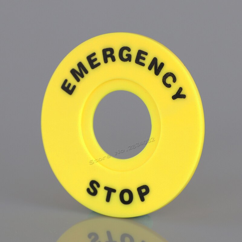 10pcs 22mm Warning Circle Emergency Push Button Switch Accessories Yellow Ring 60mm diameter Legend Label Emergency Stop