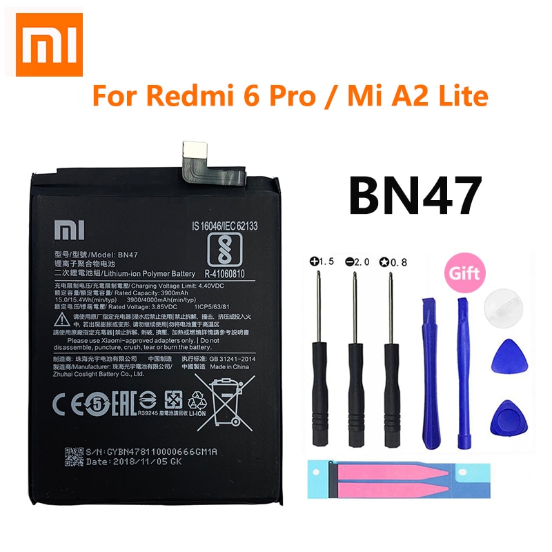 Xiao Mi Originele Telefoon Batterij BN47 Voor Xiaomi Redmi 6 Pro / Mi A2 Lite 4000Mah Telefoon vervanging Batterijen