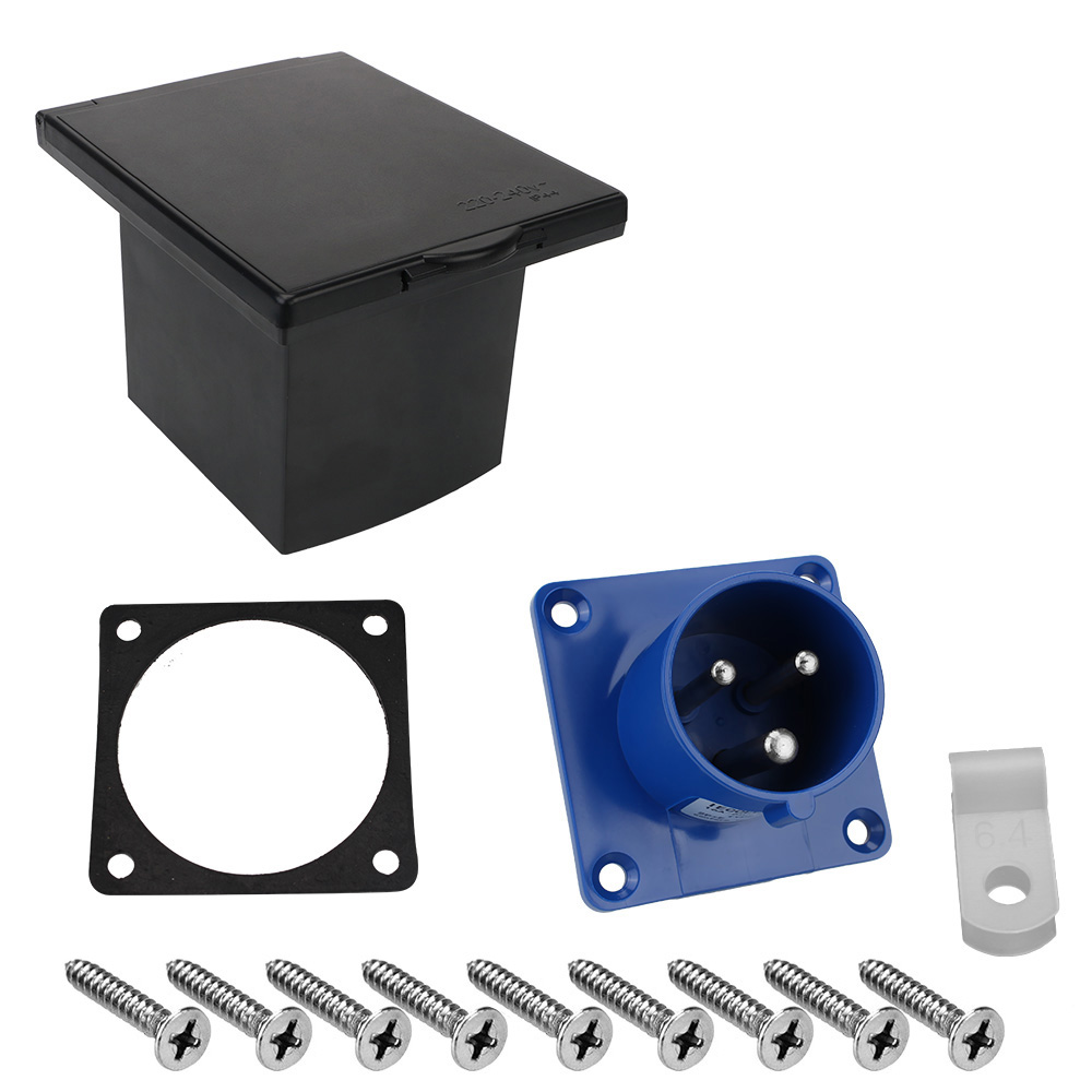 Car Relay Tester 12V Universal External Flush Hook Up for RV Camper Marine 220V-240V 16A Plug Socket With Cover: RED