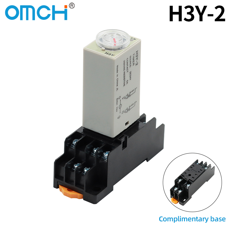 Temporizzatore di ritardo H3Y-2 AC110V AC220V AC380V con presa base Ritardo di accensione Manopola rotante DPDT 0-60Min Relè temporizzato Timer